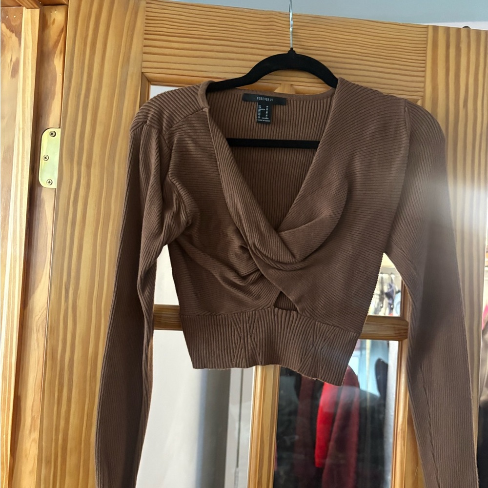 Forever 21 Chocolate Ribbed Knit Top